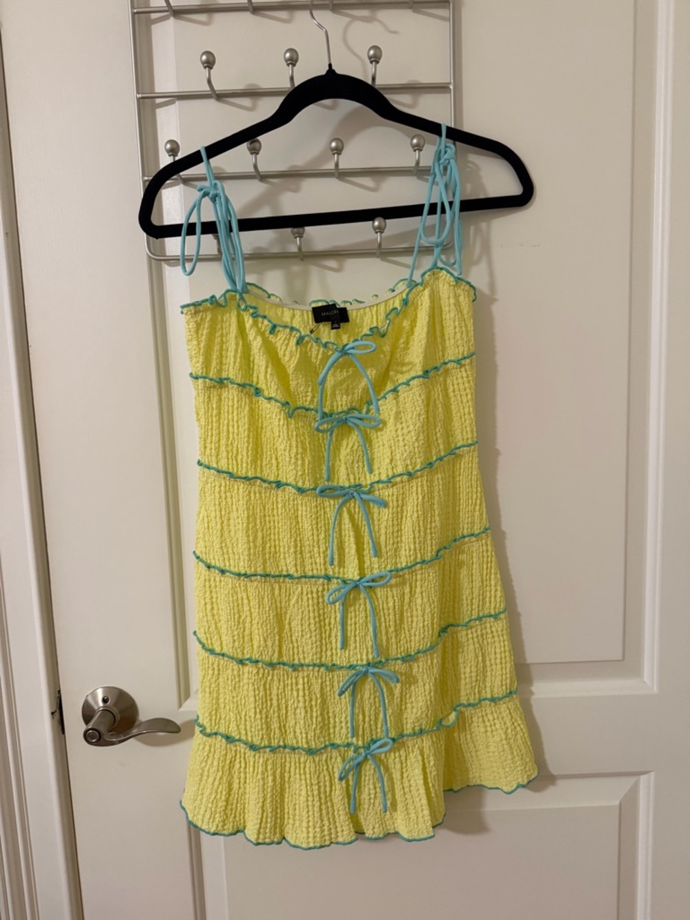 Mathilda Yellow Mini Dress with Blue Trim - Womens - Picture 5 of 5